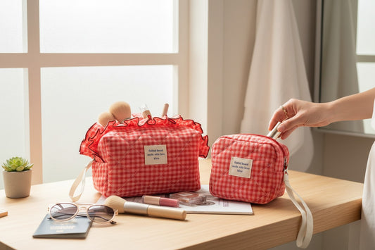 Conjunto Necessaires Vichy Vermelho Acolchoadas