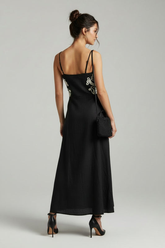 Vestido Louisiana Preto Bordado