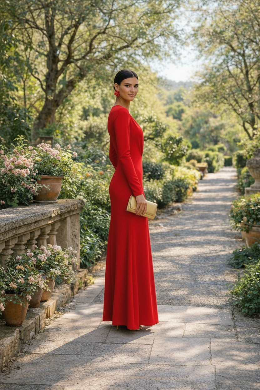 Vestido Vermelho Decote Profundo Melissa