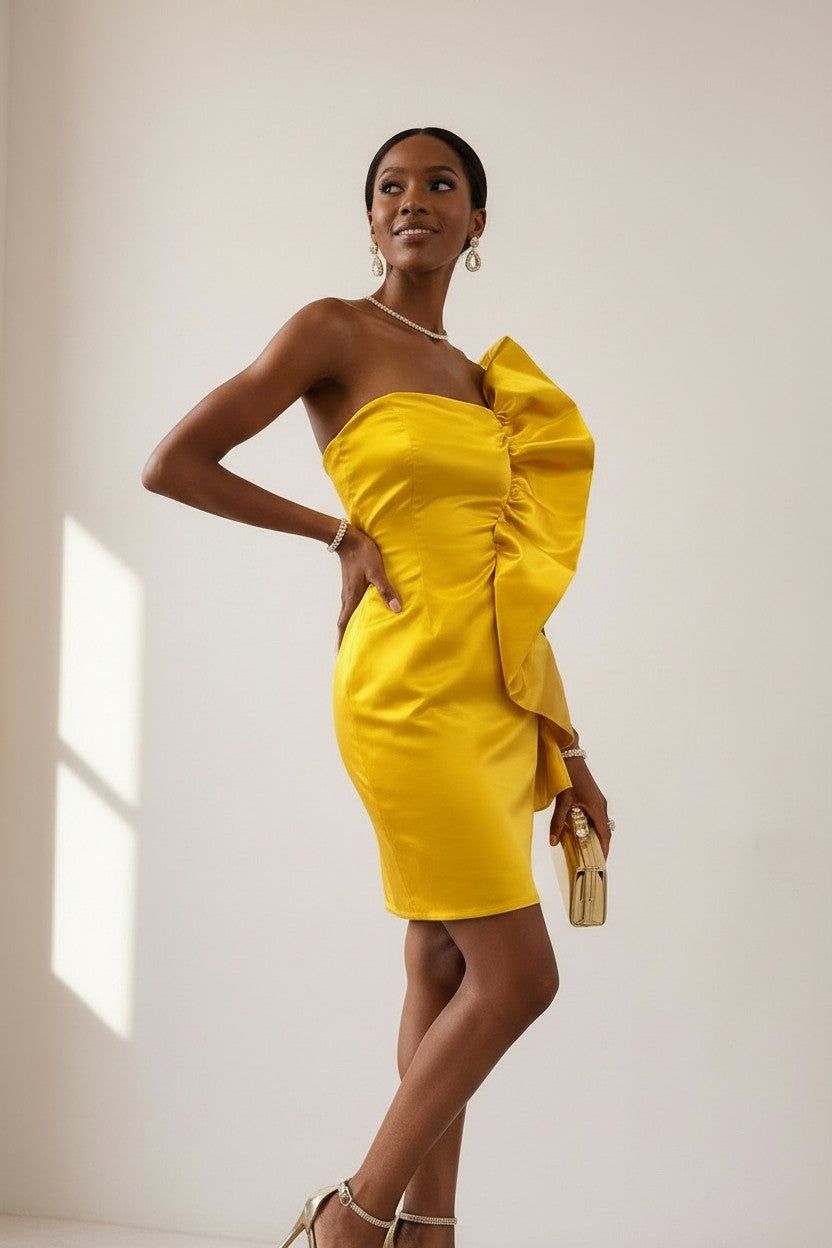 Vestido Amarelo Assimétrico Caleido