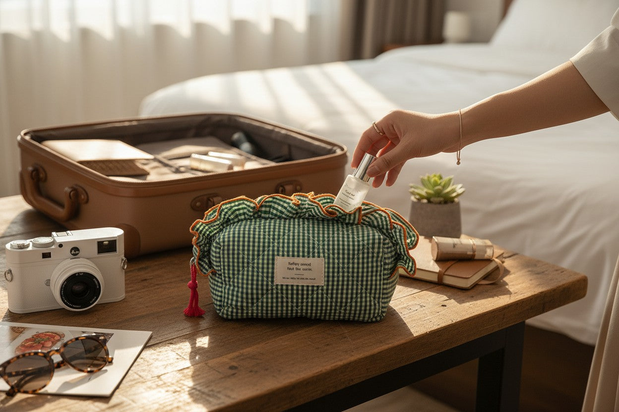 Necessaire Vichy Verde Acolchoada com Folhos
