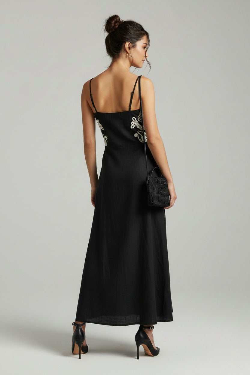 Vestido Louisiana Preto Bordado