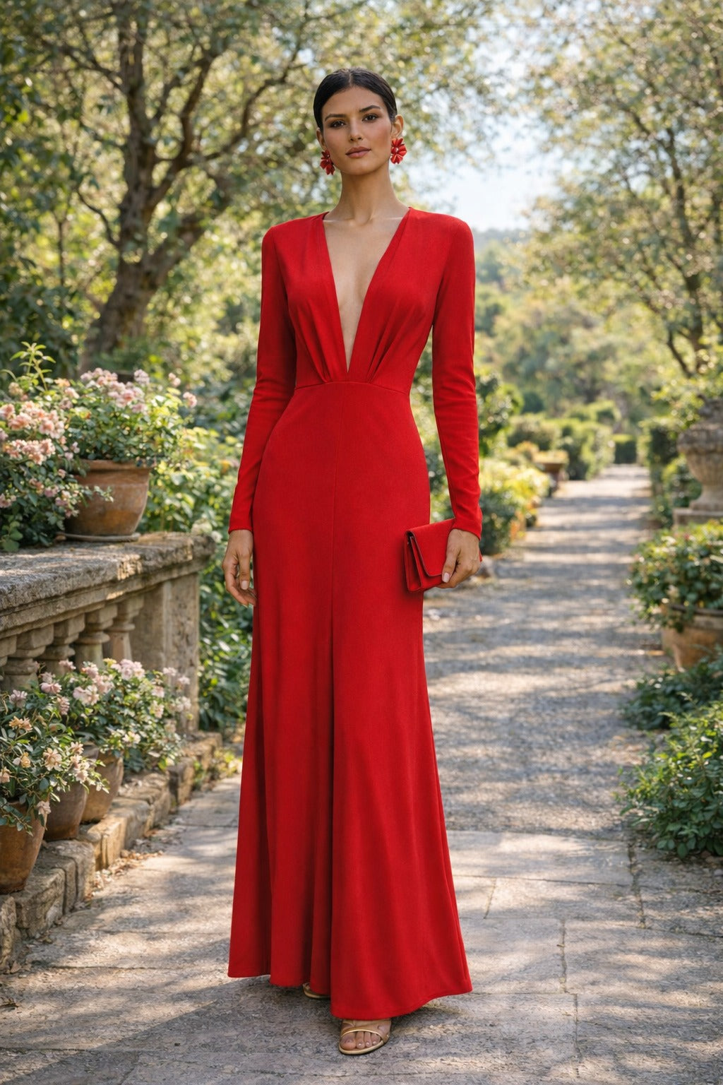 Vestido Vermelho Decote Profundo Melissa
