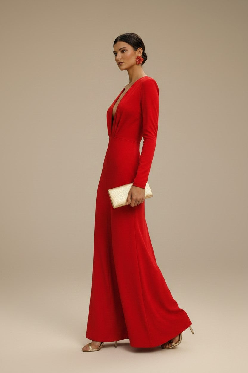 Vestido Vermelho Decote Profundo Melissa