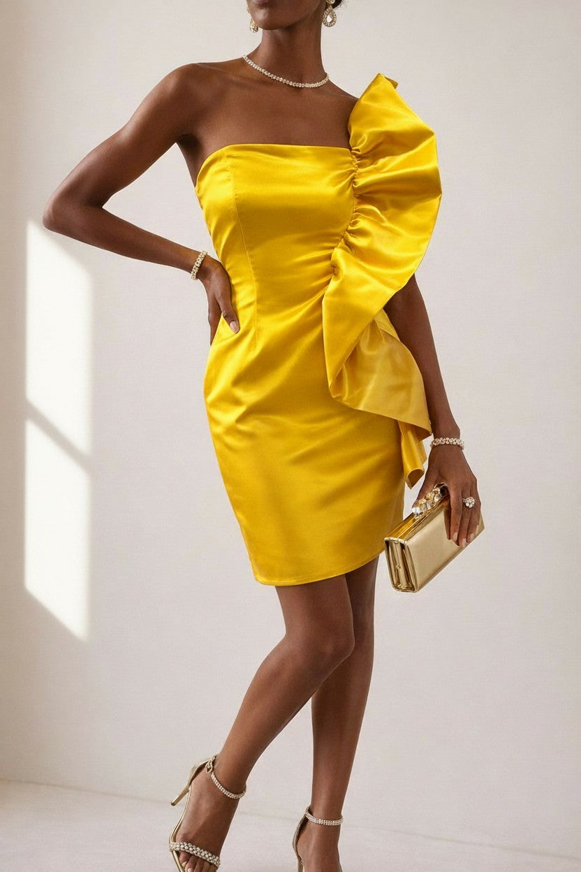 Vestido Amarelo Assimétrico Caleido