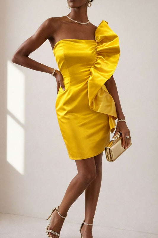 Vestido Amarelo Assimétrico Caleido