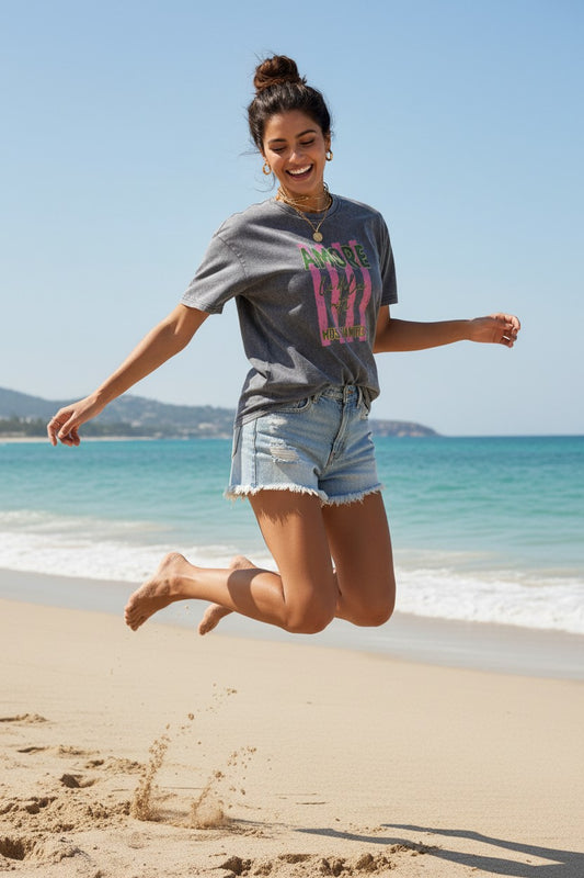 T-Shirt Amore La Dolce Vita Cinza Vintage