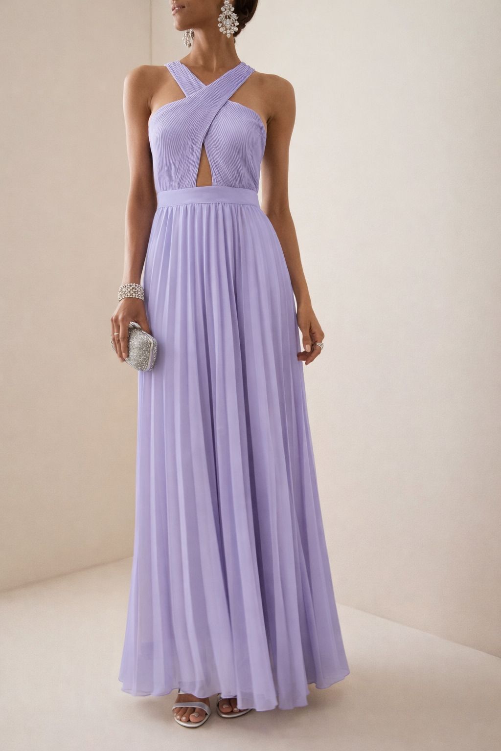 Vestido Calima Lilás Plissado
